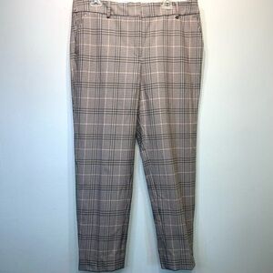 NEW Talbots Hampshire Ankle Pants Houndstooth Plaid 14 Straight Leg Tan $119